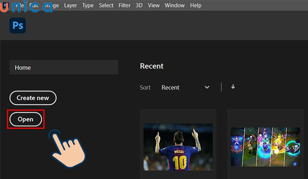 Chọn ảnh lên Photoshop