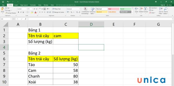 Ví dụ về sử dụng hàm Lookup để tìm kiếm