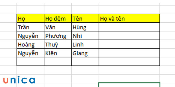 4 Hàm nối chuỗi trong Excel cơ bản