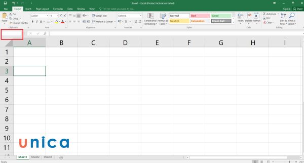 Đưa con trỏ chuột tới Name Box