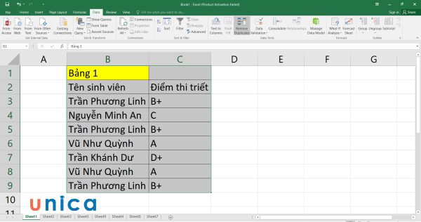 Chọn Remove Duplicates