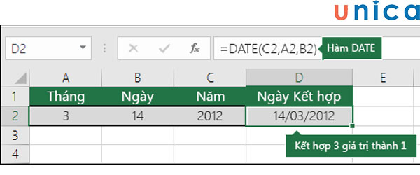 Hình minh họa hàm date trong excel