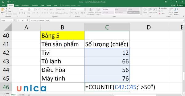 Nhập công thức COUNTIF