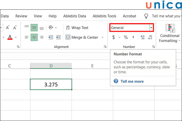 Chọn General trên thanh công cụ