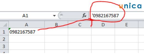 Thêm dấu phẩy trước số 0 trong Excel