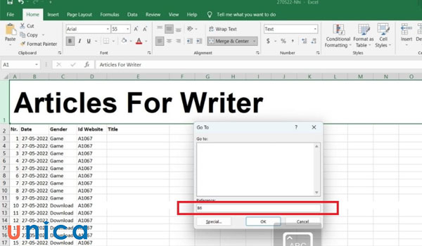Chọn ô Reference rồi nhập số