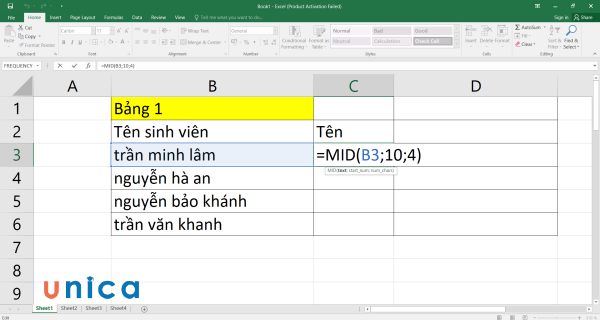 Nhập công thức MID
