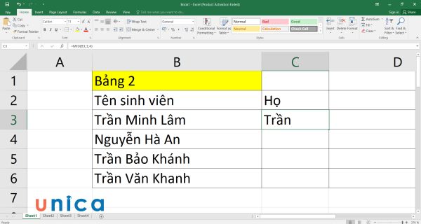 Kết quả sau khi nhập công thức