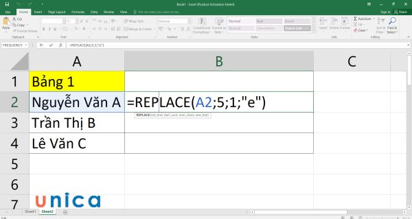 Nhập công thức REPLACE
