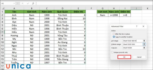 Bộ lọc trong excel là một tính năng cho phép bạn hiển thị chỉ những dòng dữ liệu thỏa mãn một hoặc nhiều điều kiện lựa chọn