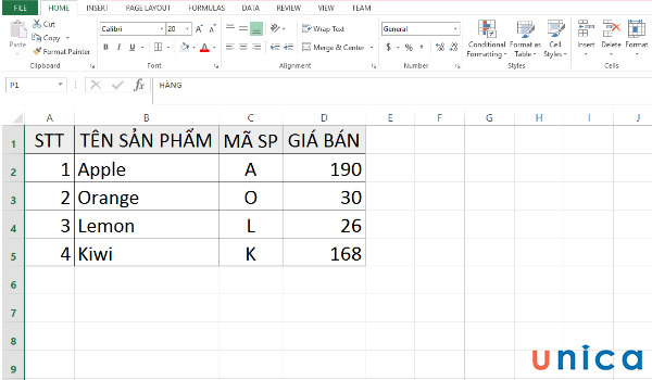 Ví dụ cách dùng hàm ADDRESS