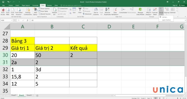 Chọn Group trong mục Outline