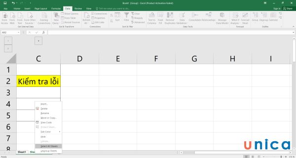 Chọn Select All Sheets