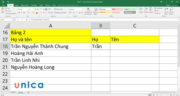 Kết quả sau khi nhập công thức