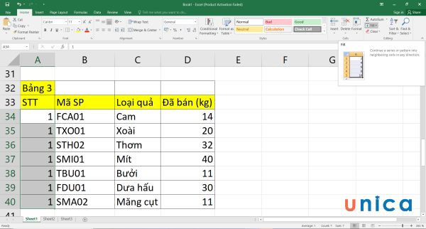 Chọn Fill ở trong phần Editing