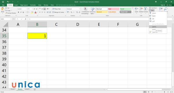 Chọn Fill và chọn Series