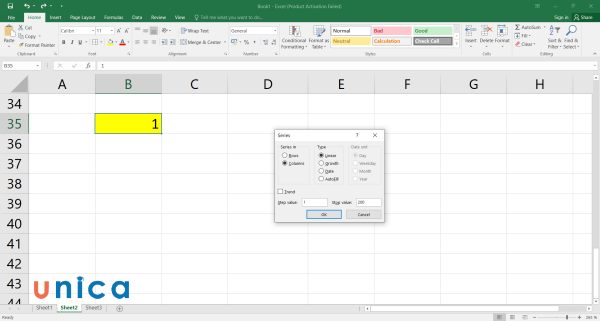 Chỉnh thông số trong hộp thoại Series