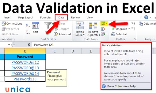 Data validation là một tính năng quan trọng trong Excel