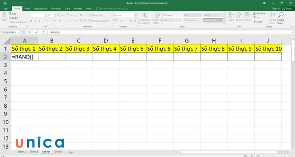 Nhập công thức =RAND()