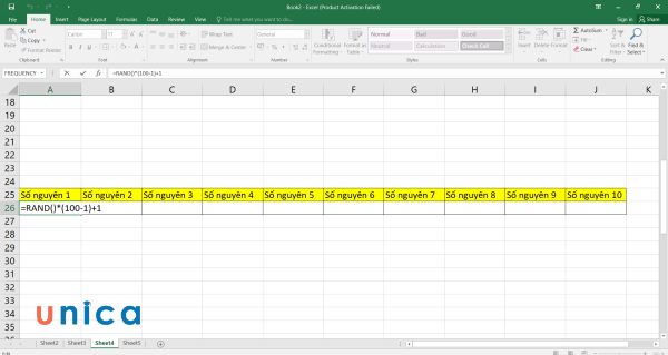 Nhập công thức vào ô A26