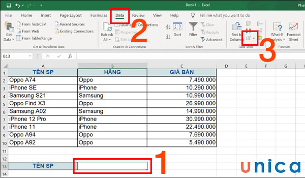 Chọn Data Validation