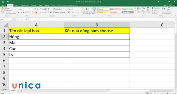Cho danh sách các loại hoa