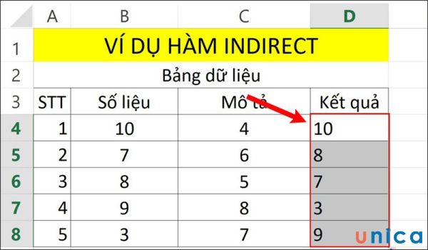 Sao chép công thức xuống bên dưới