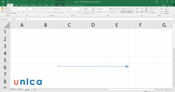 Mũi tên trong Excel là một loại đối tượng hình học có hai đầu là đầu nhọn và đầu rộng
