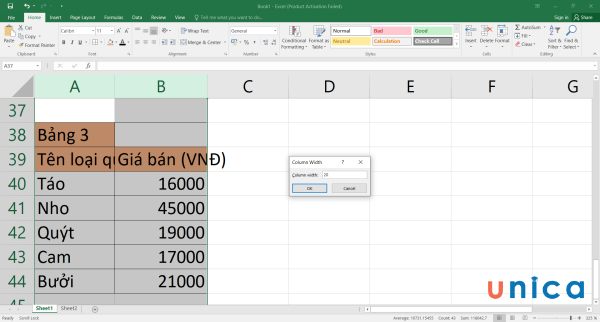 Nhập kích thước muốn thay đổi