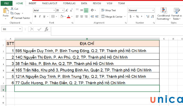 Cách để tách địa chỉ trong Excel