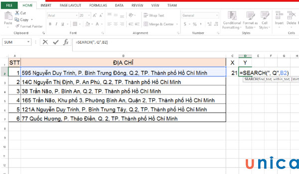 Áp dụng công thức hàm Search để xác định giá trị Y