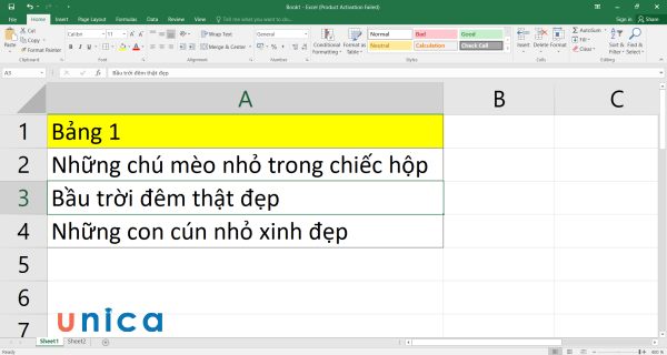 bảng kết quả trả về