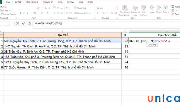 Sử dụng công thức hàm để xác định chuỗi giá trị