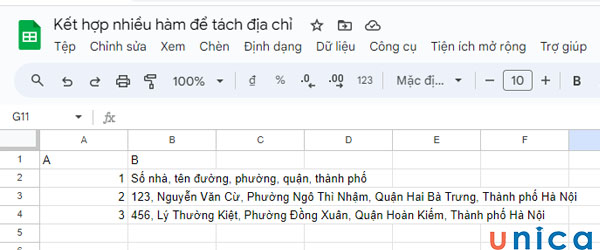 Ví dụ có một bảng dữ liệu