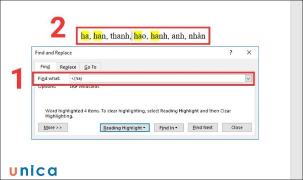 Hướng dẫn dùng dấu < để tìm ký tự