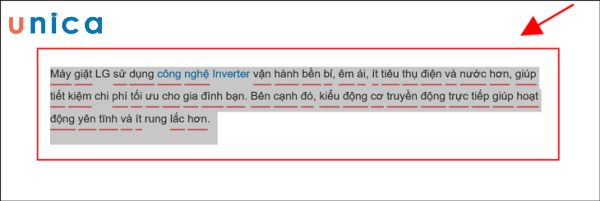 Tô đen toàn bộ vùng văn bản cần định dạng