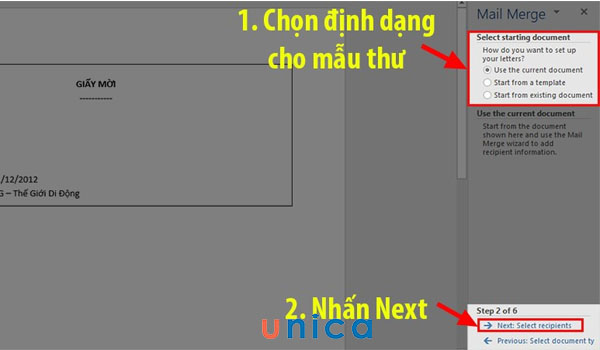 Chọn mẫu định dạng thư