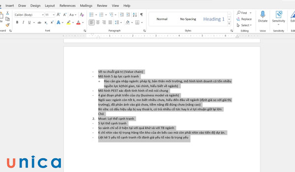 Bôi đen đoạn văn bản muốn đếm ký tự
