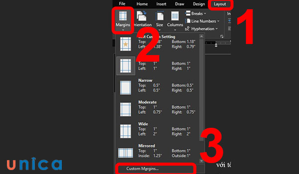Thao tác để căn lền cho file word cần in
