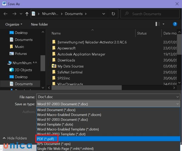 Lưu file dưới dạng PDF