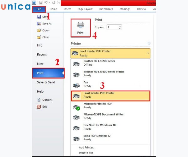 Chọn File > Chọn Print (In)