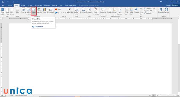 Chọn Shapes trên thanh công cụ