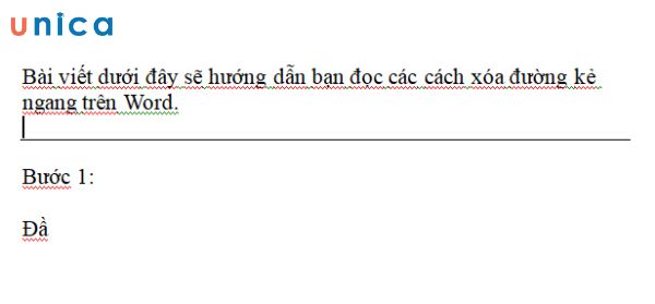 cách xóa đường gạch ngang trong word bằng tổ hợp phím Ctrl + z