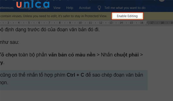 Nhấn nút Enable Editing để mở khoá