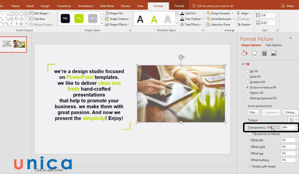 Tuỳ chỉnh độ trong suốt theo mong muốn