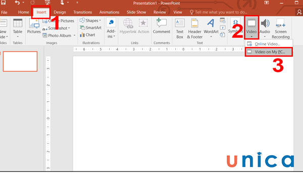 Chèn video cần cắt vào PowerPoint