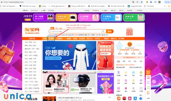 Nhận thông báo khuyến mãi trên Taobao