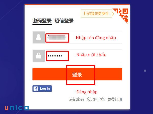 Đăng nhập vào Taobao