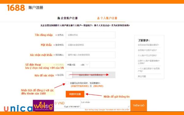 Gửi thông tin đăng ký