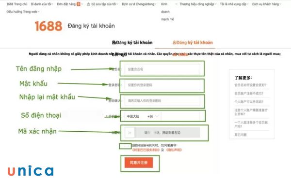 Đăng ký tài khoản 1688